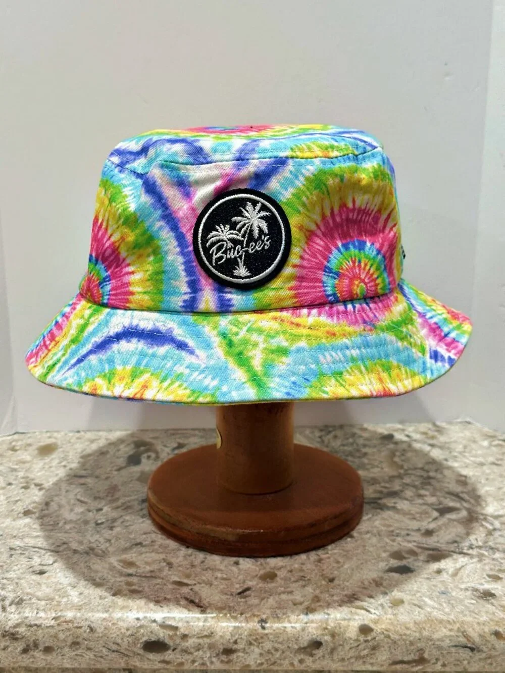 Bucees Tie Dye Bucket Hat Rainbow Cotton Embroidered LOGO Adult One Size Coastal